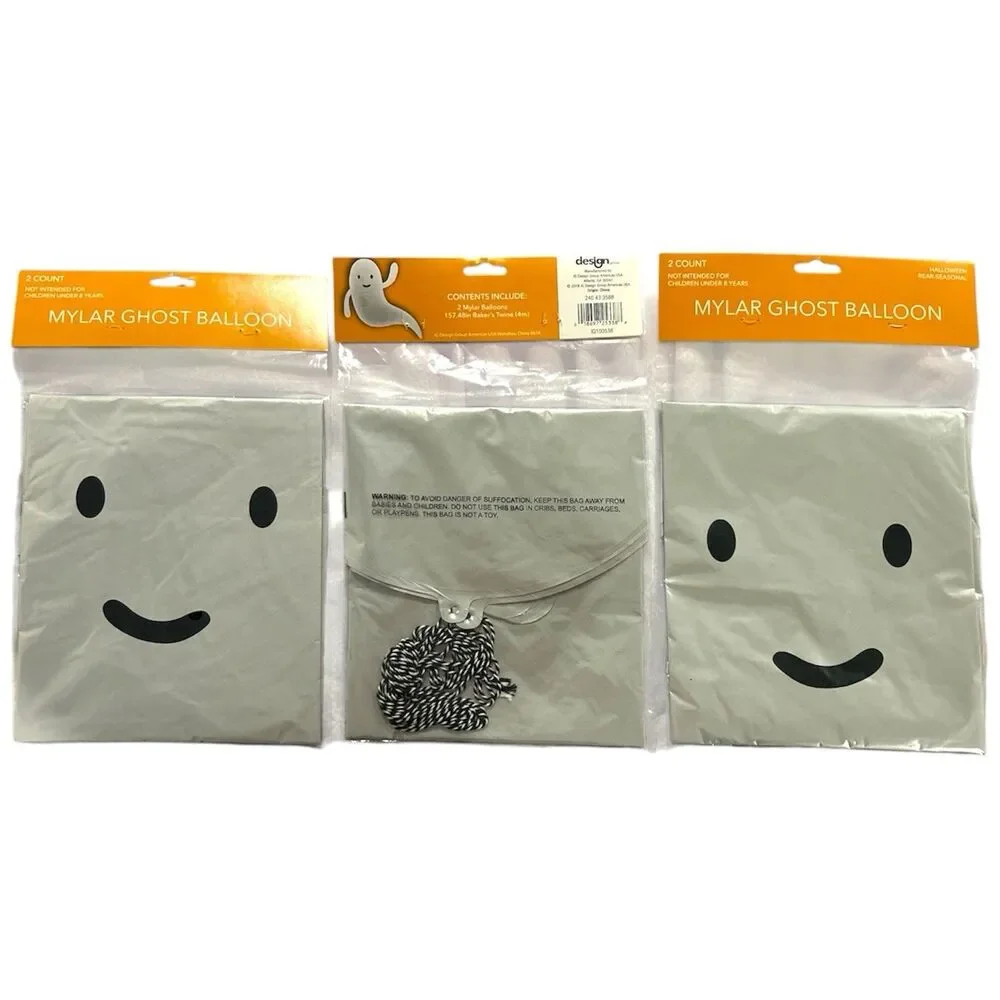 3x Halloween Mylar Ghost Balloon 2ct each